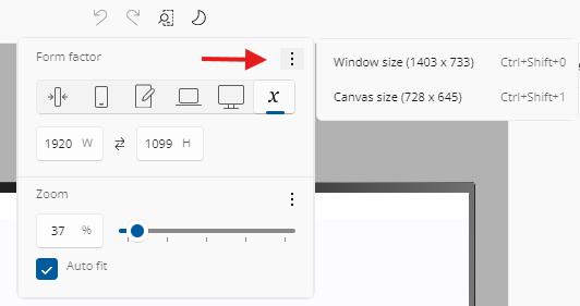Designer Settings - Form Factor Shortcuts